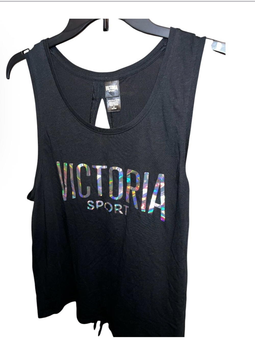 Victoria Sport Black Holographic Logo Tank